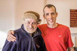 Stevo (right), with a visitor Stevo and a friend